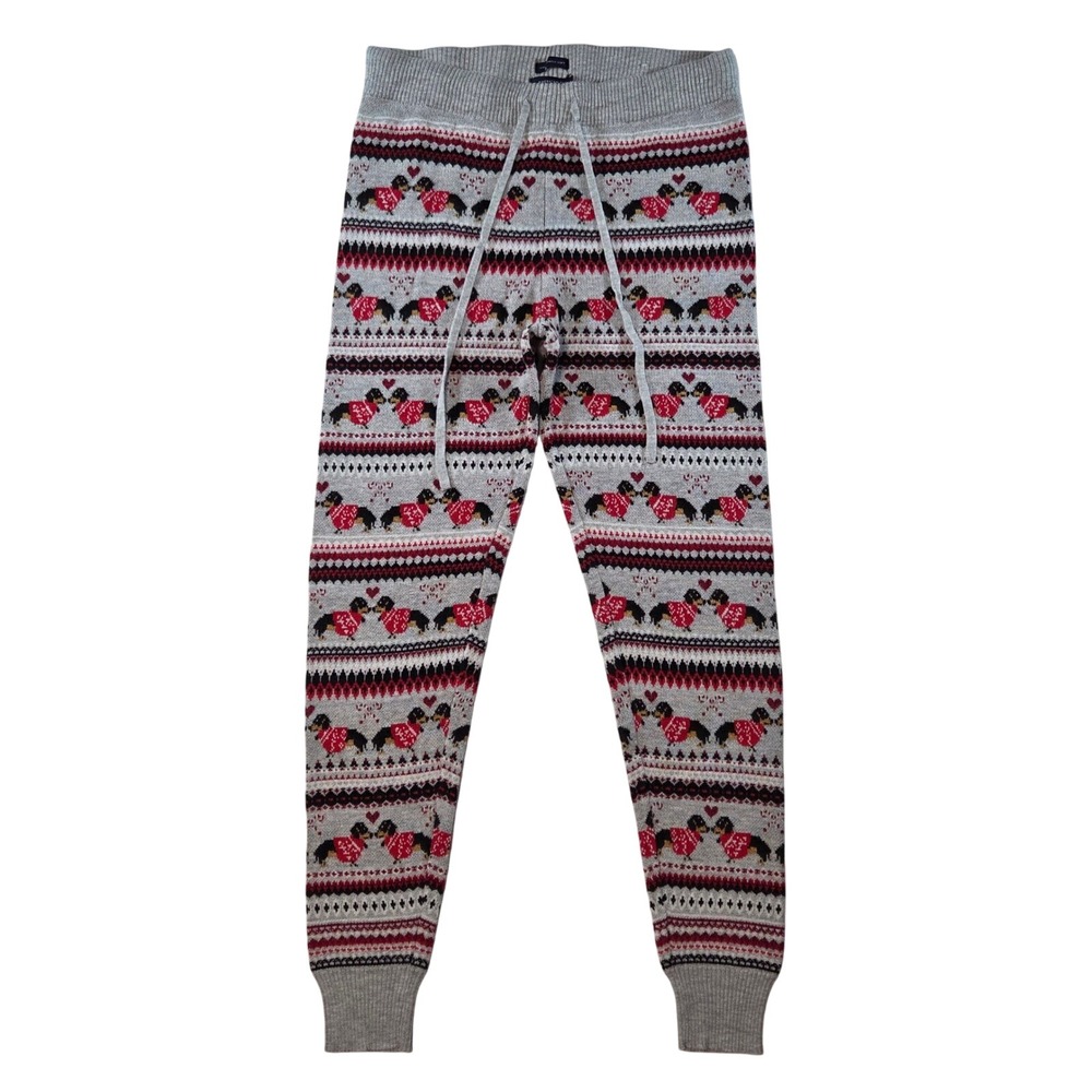 American Eagle Fair Isle Dachshund Knit Pajama Pants Size M Holiday Cozy Lounge
